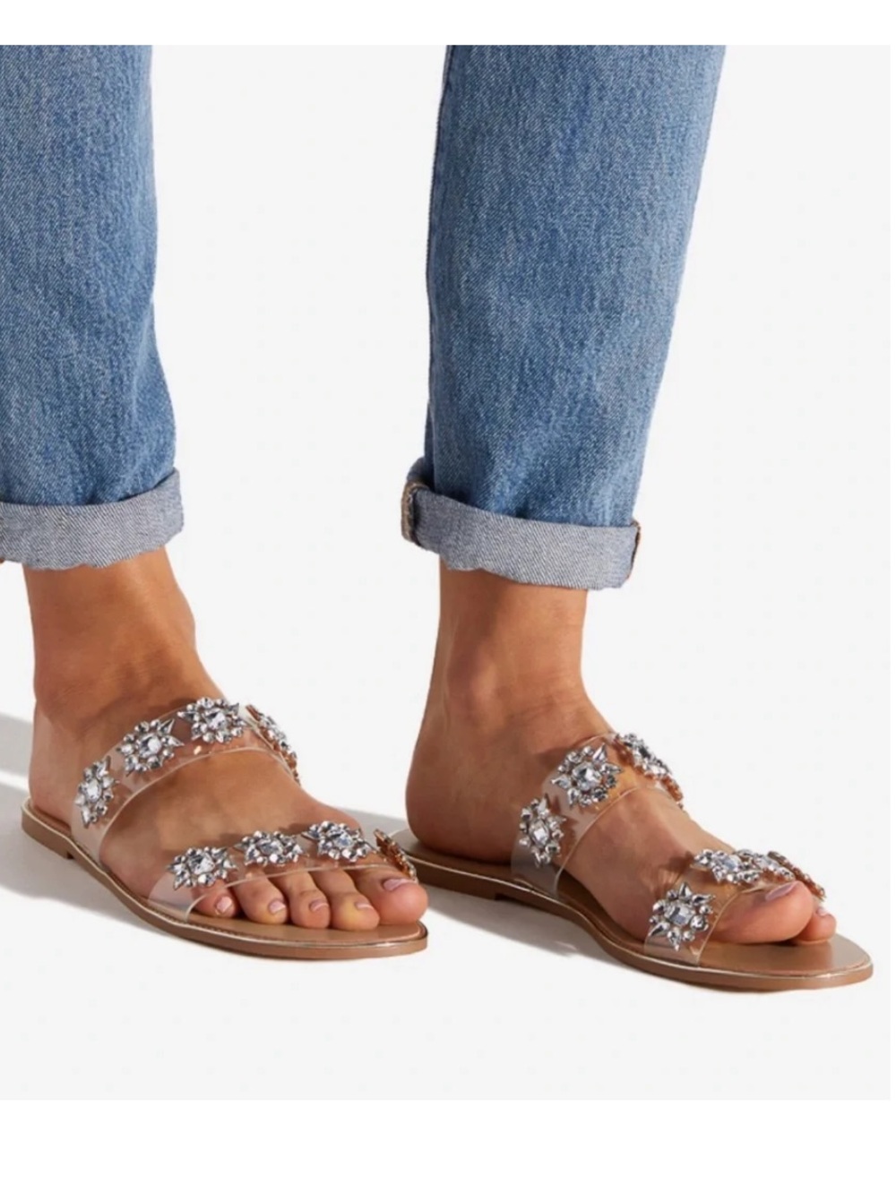 Shoedazzle Women's Flat Haleigh Gold Sandals Size 8